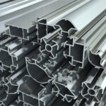 Profiles for exhibition designs close-up. 3d illustration.